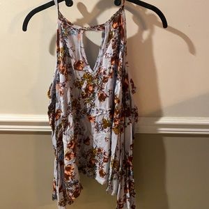 Open shoulder floral long sleeve